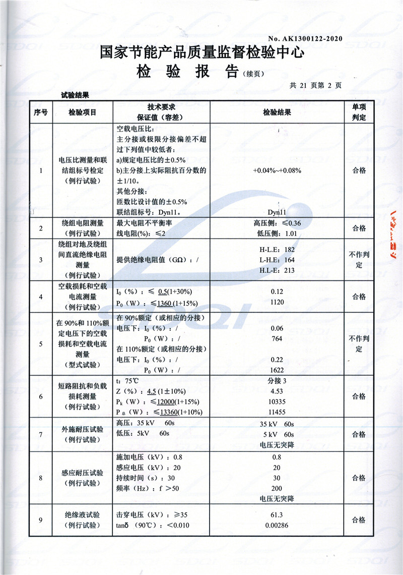 高低压试验报告-S11-1250润州润州润州油浸式变压器-2.jpg